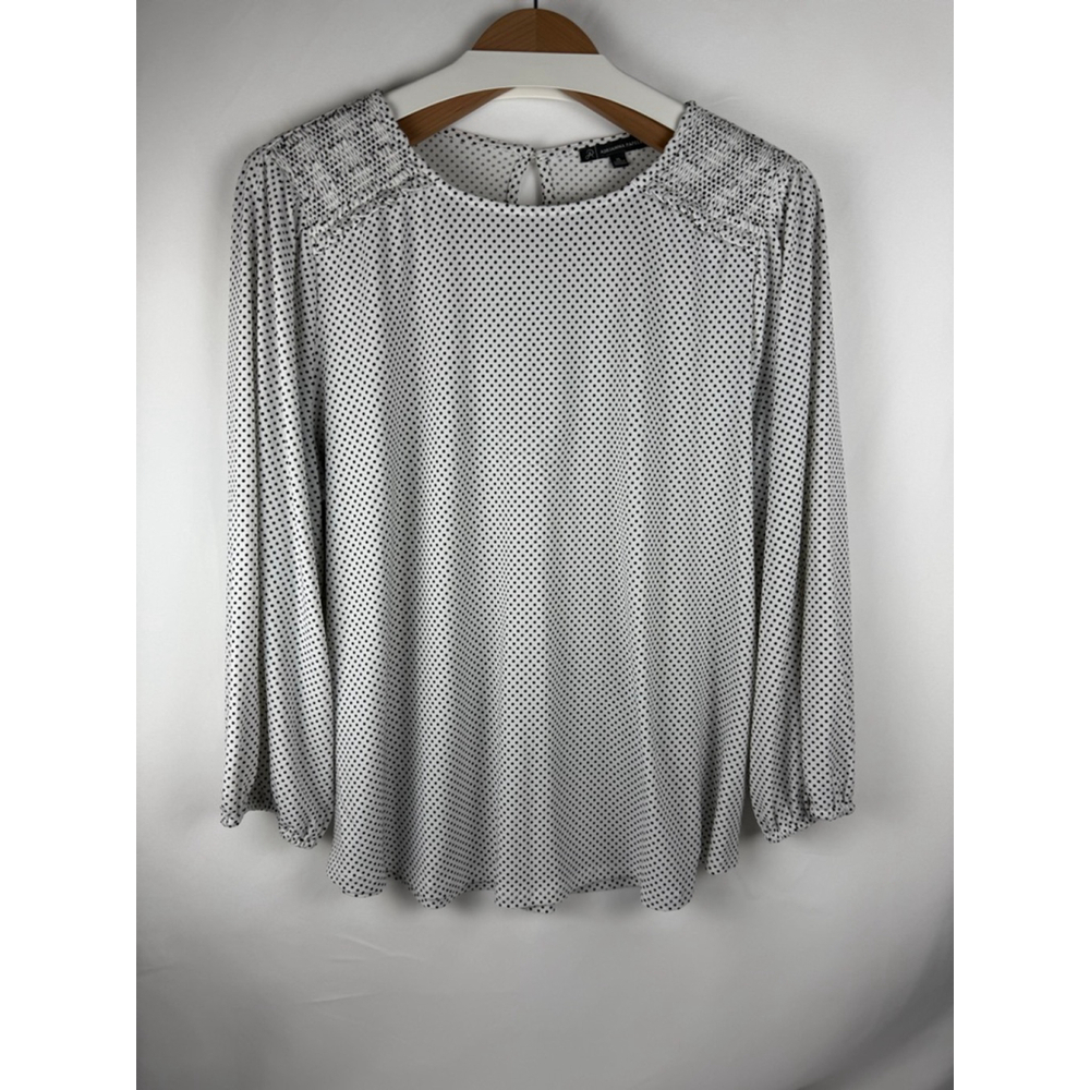 Women's Adrianna Papell Polka Dot Blouse White/Black Size XL $10 w/ $25 purchase